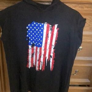 Black Graphic Tee with American Flag Design